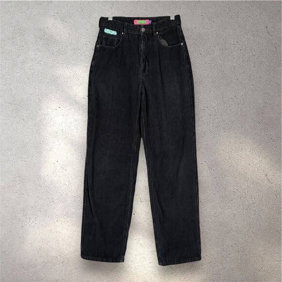 Empyre Pants - Empyre Tori Black Corduroy Pants Size 0 High Rise Straight Leg Y2K Skater Retro